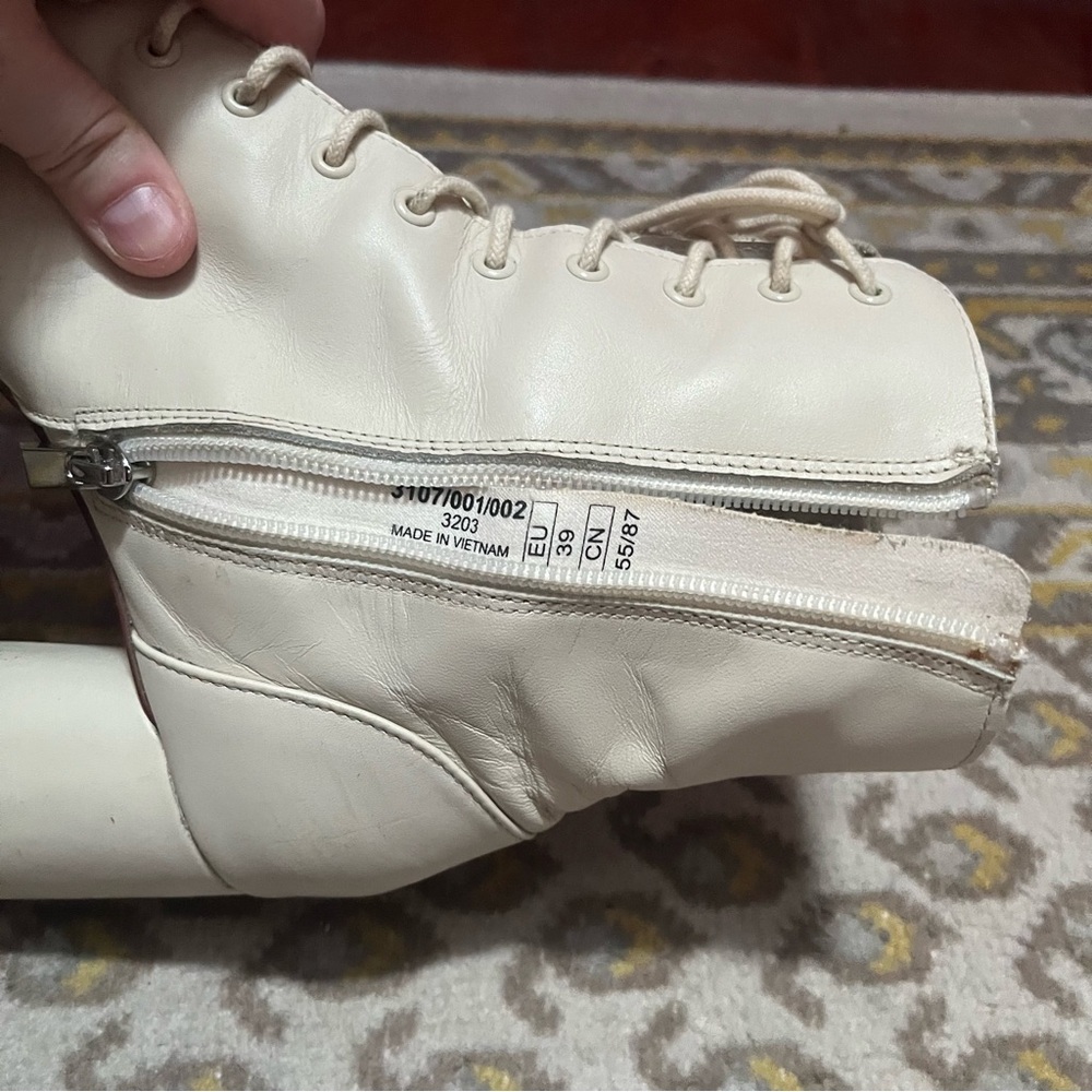 Zara Cream Lace-Up Ankle Booties - Picture 9 of 10